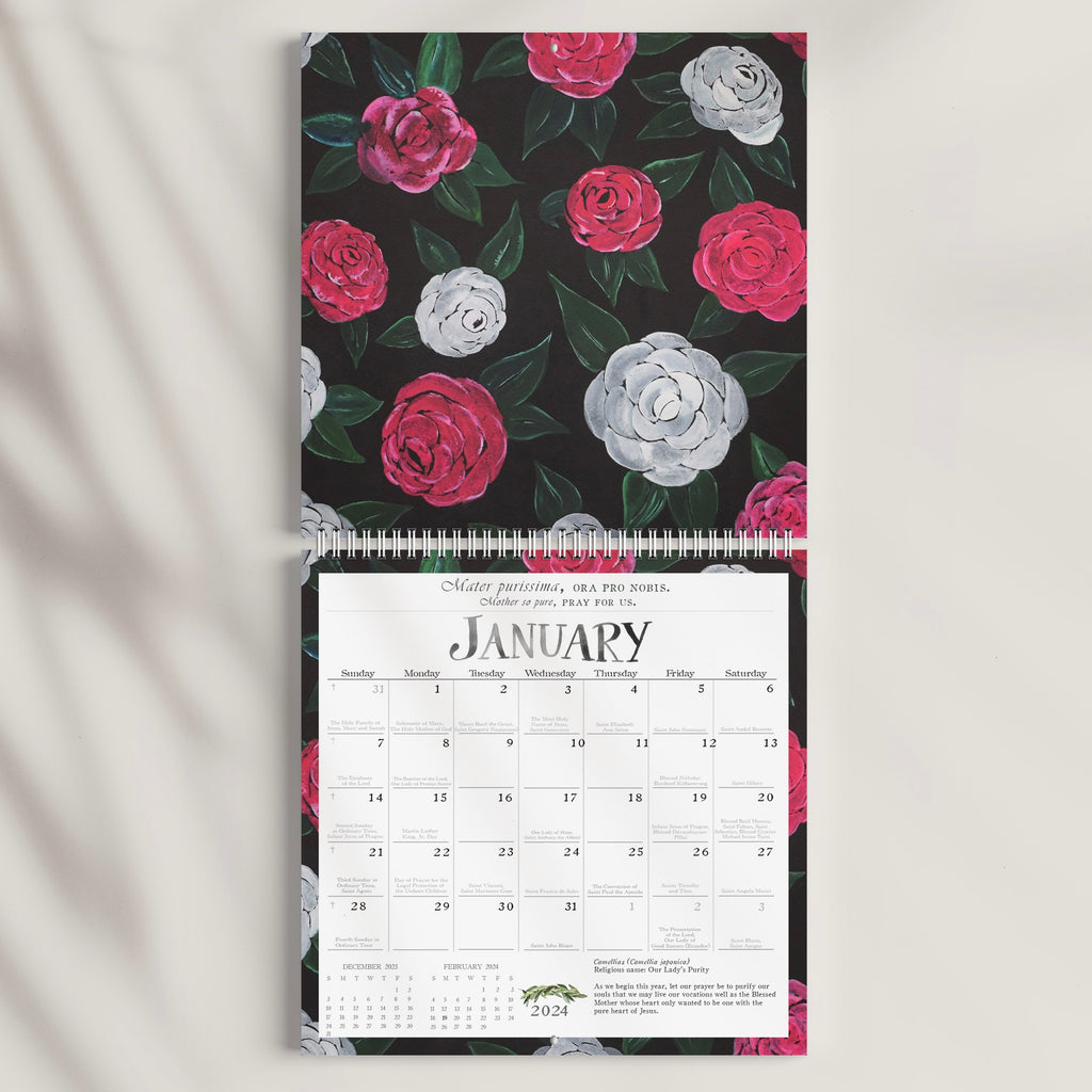 2024 WALL CALENDAR, THE VIRTUES OF MARY IN FLOWERS