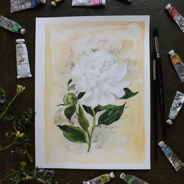 Original DES PIVOINES BLANCHES, WHITE PEONIES, ST. THERESE BOUQUET