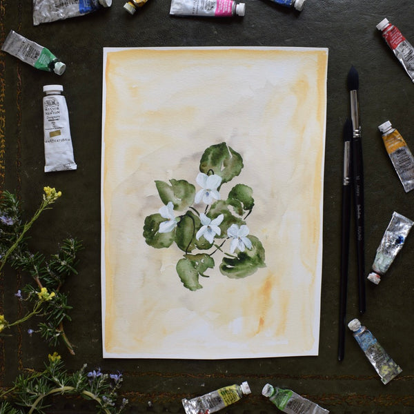 Original DES VIOLETTES BLANCHES, WHITE VIOLETS, ST. THERESE BOUQUET
