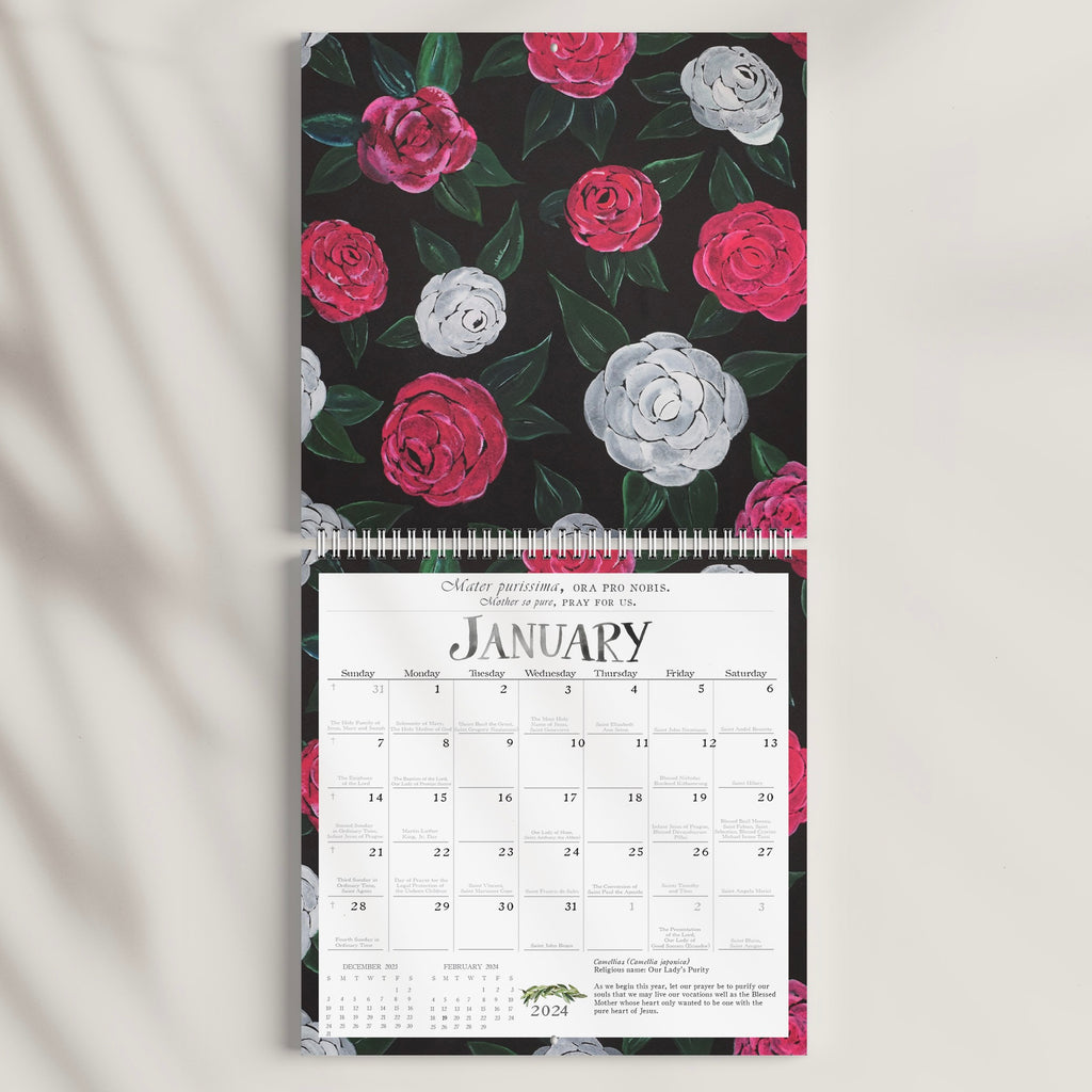 2024 WALL CALENDAR, THE VIRTUES OF MARY IN FLOWERS