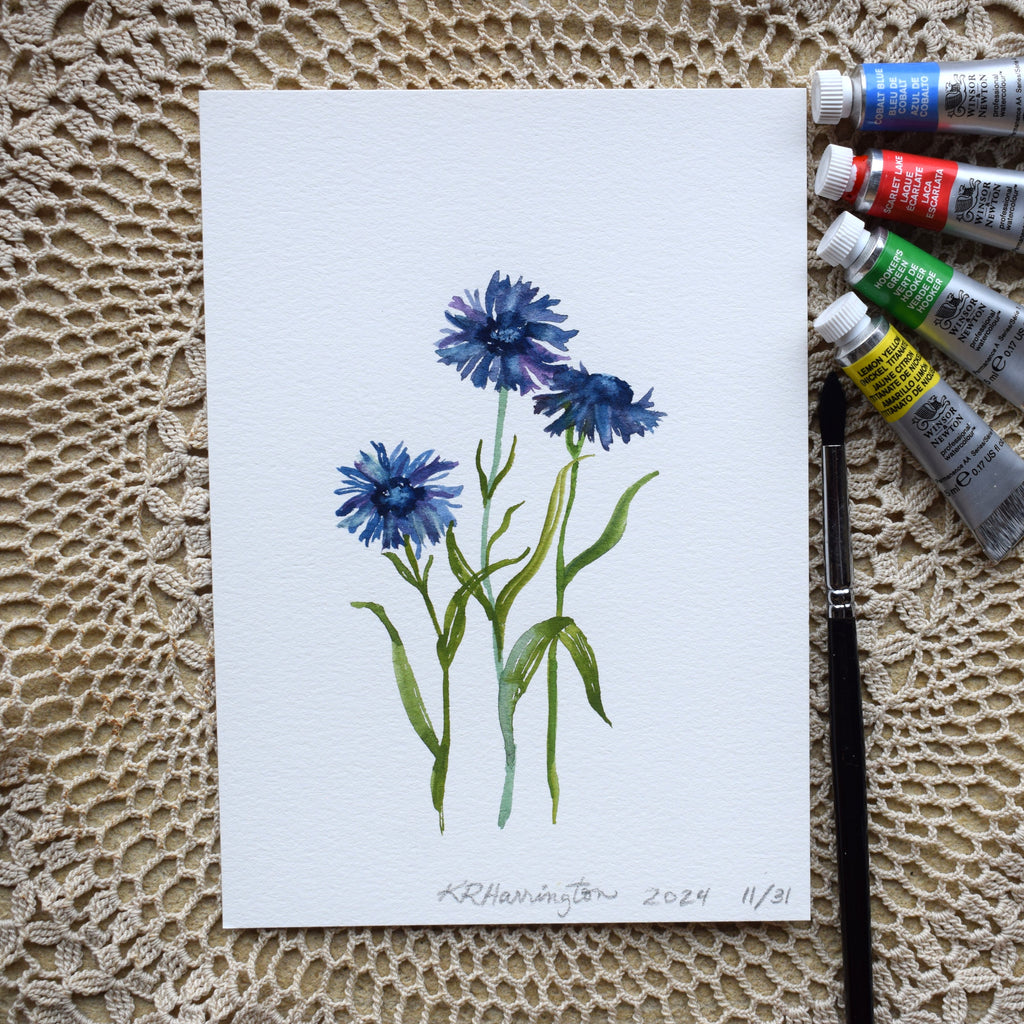 Original CORNFLOWER in the FLOWERS OF MARY COLLECTION