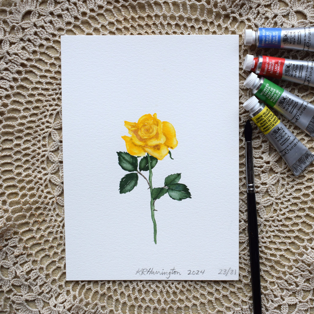 Original YELLOW ROSE in the FLOWERS OF MARY COLLECTION