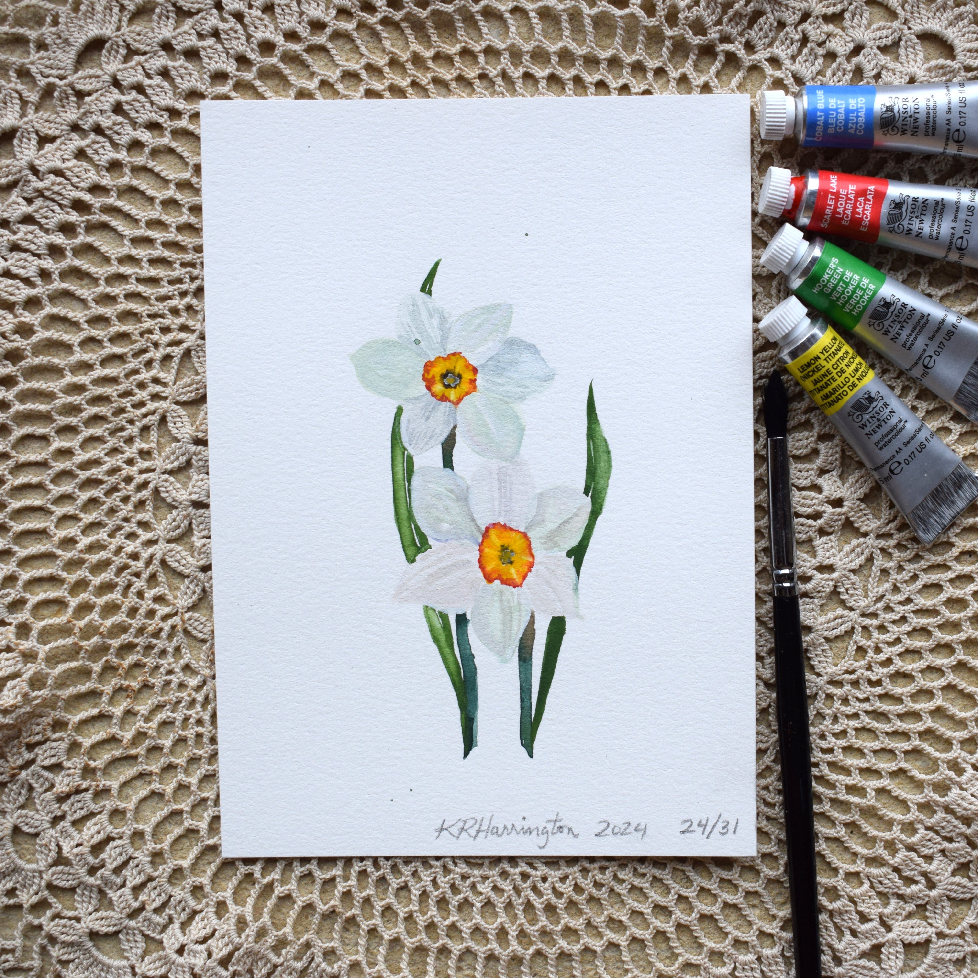 Original DAFFODIL in the FLOWERS OF MARY COLLECTION Rose Harrington