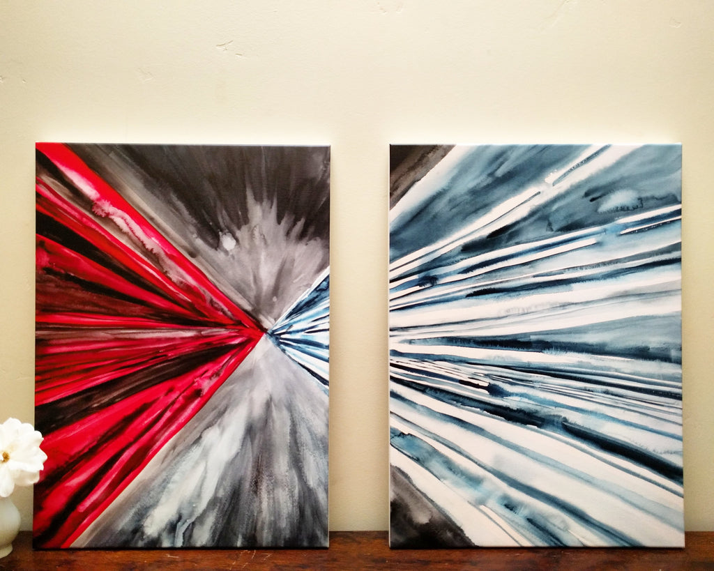 DIVINE MERCY IN WATERCOLOR, set of two paintings