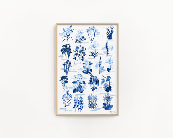 BOTANICAL ROSARY POSTER IN BLUE - COMPLETE