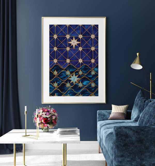 Seconds Mary Star of the Sea in Watercolor With Gold Foil - 12x18in